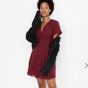 Madewell Button-Front Swing Dress in Swiss Dot, Size 2